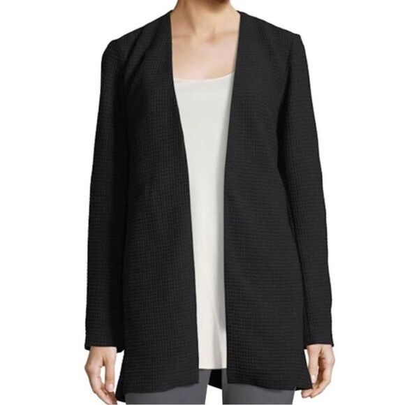 EILEEN FISHER Sweater Cardigan Women XS Waffle Open Front Minimalist - Picture 7 of 8